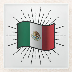 Nationale Flagge von Mexiko Illustration Glasuntersetzer