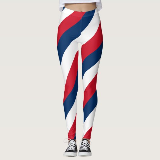 Nationale Flaggenfarben der Dominikanischen Republ Leggings (Vorderseite)