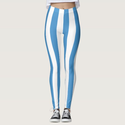Nationale Flaggenfarben Guatemalas vertikal gestre Leggings (Vorderseite)