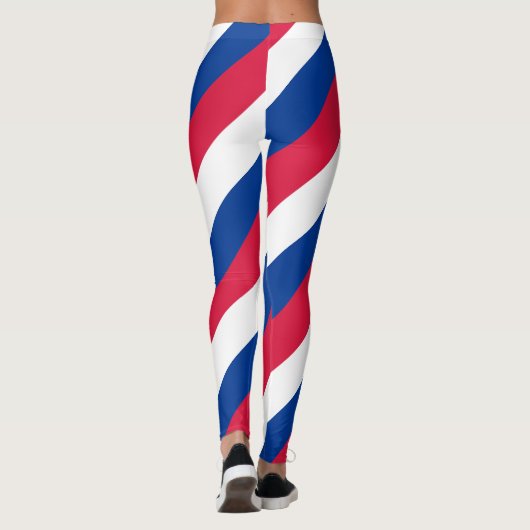 Nationale Flaggenfarben von Nepal diagonal gestrei Leggings (Rückseite)