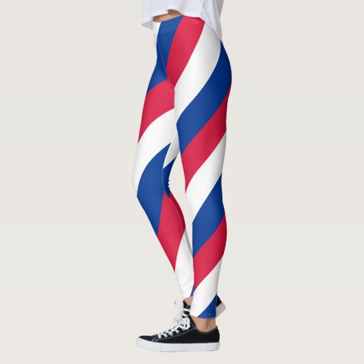 Nationale Flaggenfarben von Nepal diagonal gestrei Leggings (Links)