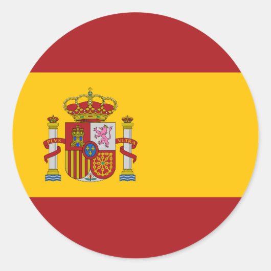Nationale Flaggenkennzeichnung Spaniens Runder Aufkleber (Vorderseite)