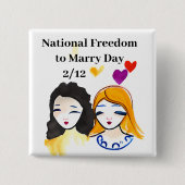 Nationale Freiheit zum Heiratstag 12. Februar Button (Vorderseite)