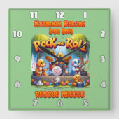 Nationale Hunderettungsfeier mit Rockband Quadratische Wanduhr (Vorderseite)