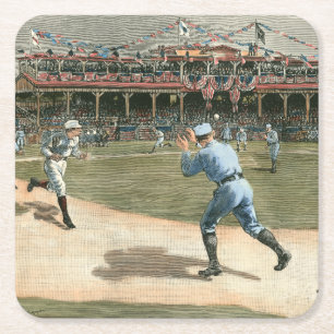 Nationale Liga-Baseball-Spiel 1886 Rechteckiger Pappuntersetzer