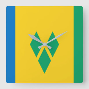 Nationale Welt Flagge Heiligen Vincents und der Quadratische Wanduhr