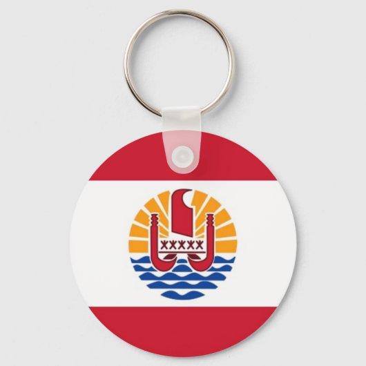 Nationale Weltflagge Französisch-Polynesien Schlüsselanhänger (Vorderseite)