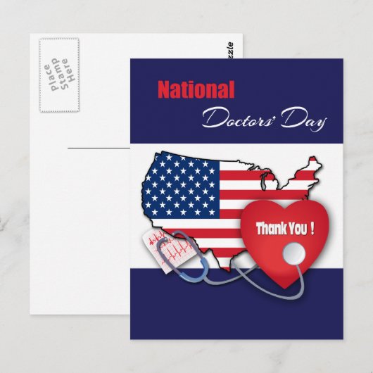 Nationaler Ärztetag. USA Patriotic Postkarte (Vorne/Hinten)