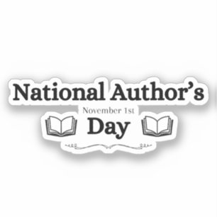 Nationaler Autorentag 1. November Text und Bücher Aufkleber