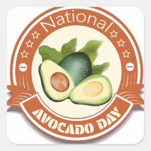 Nationaler Avocado-Tag-Schild und -Abzeichen Quadratischer Aufkleber