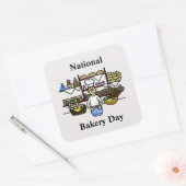 Nationaler Bäckereitag Mann in Bäckereiaufklebern Quadratischer Aufkleber (Umschlag)
