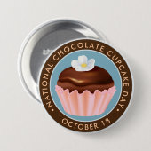 Nationaler Chocolate Cupcake Day, Blume Button (Vorne & Hinten)