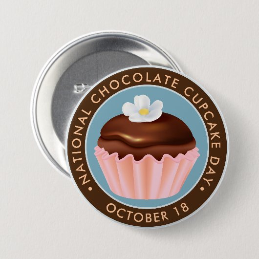 Nationaler Chocolate Cupcake Day, Blume Button (Vorne & Hinten)