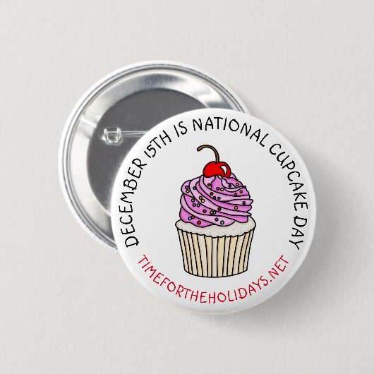 Nationaler Cupcake Day 15. Dezember Button (Vorne & Hinten)
