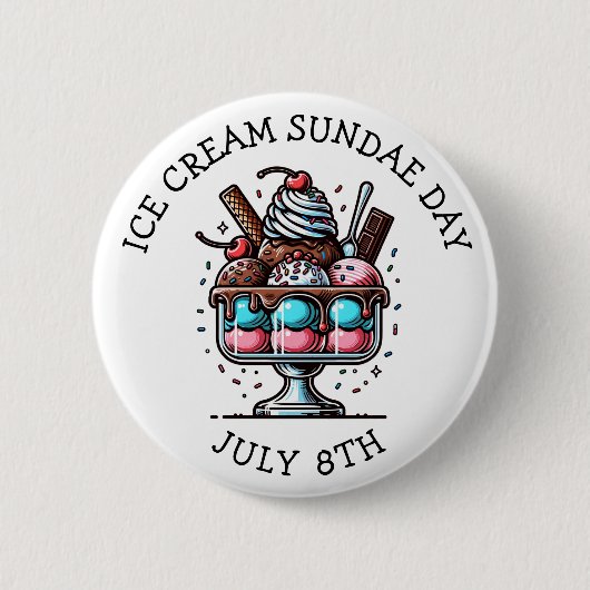 Nationaler Eiskrem Sonntag | 8. Juli Button (Vorderseite)
