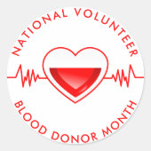 Nationaler Freiwilliger Blutspender Monat Runder Aufkleber (Vorderseite)
