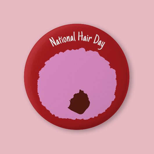 Nationaler Haartag - rosa Afro Abzeichen/ Button