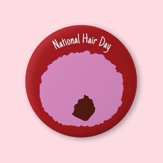 Nationaler Haartag - rosa Afro Abzeichen/ Button
