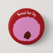 Nationaler Haartag - rosa Afro Abzeichen/ Button (Vorderseite)