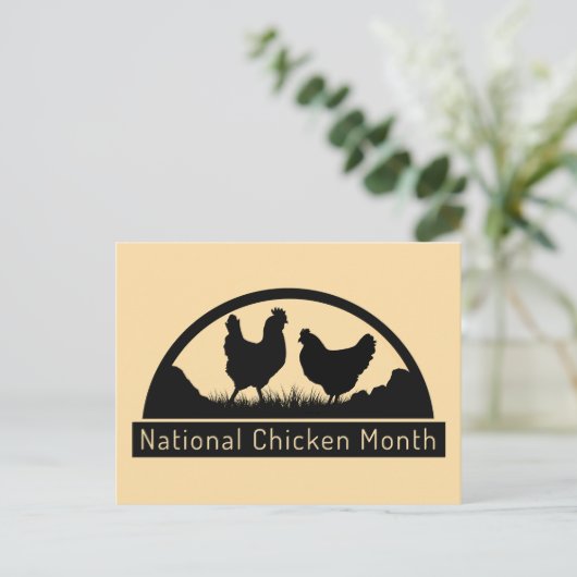 Nationaler Hühnermonat, Hahn und Henne Postkarte (Stehend Vorderseite)