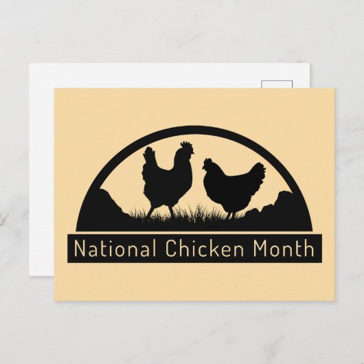 Nationaler Hühnermonat, Hahn und Henne Postkarte (Vorne/Hinten)