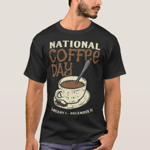 Nationaler Kaffeetag Jeden Tag Funny Coffein cat T-Shirt