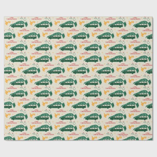 Nationaler Lampoon Weihnachtsbaum über das Muster Geschenkpapier (Flach)