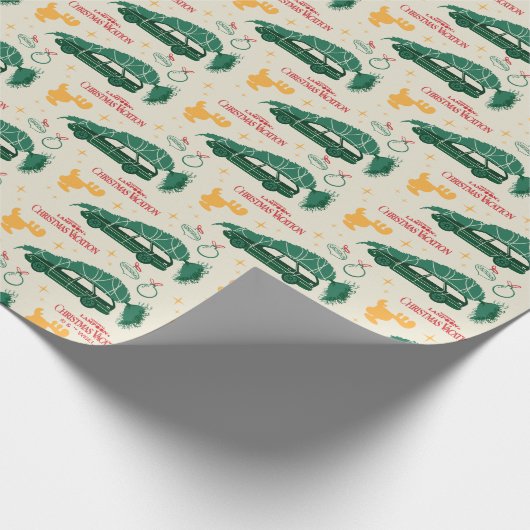 Nationaler Lampoon Weihnachtsbaum über das Muster  Geschenkpapier (Ecke)