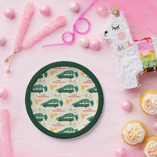 Nationaler Lampoon Weihnachtsbaum über das Muster  Pappteller (Party)