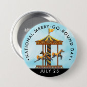 Nationaler Merry-Go-Round-Day, schwarze Pferde Button (Vorne & Hinten)