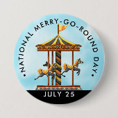 Nationaler Merry-Go-Round-Day, schwarze Pferde Button (Vorderseite)