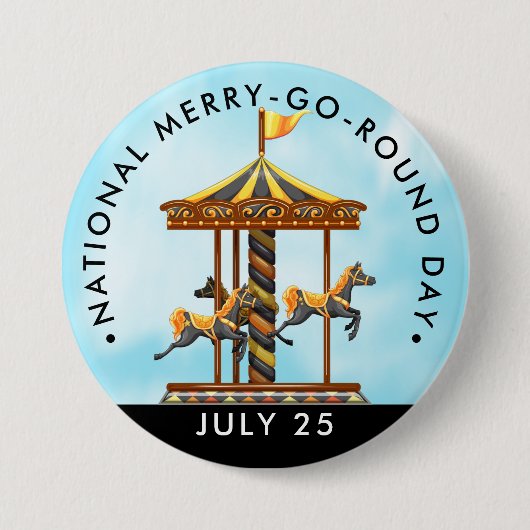 Nationaler Merry-Go-Round-Day, schwarze Pferde Button (Vorderseite)