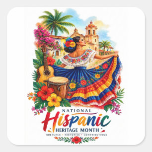 Nationaler Monat des hispanischen Erbes – Farbige  Quadratischer Aufkleber