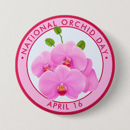 Nationaler Orchideentag, rosa Orchideen Button
