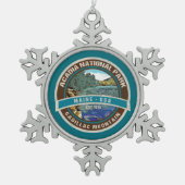 NATIONALER PARK CADILLAC BERGE FERIENWOHNUNG SCHNEEFLOCKEN Zinn-Ornament (Vorderseite)