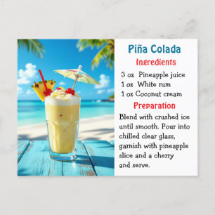Nationaler Piña-Colada-Tag Rezeptkarte Postkarte