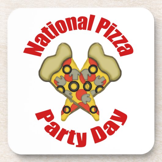 Nationaler Pizza-Party-Tag Getränkeuntersetzer (Vorderseite)