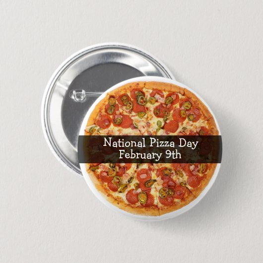 Nationaler Pizzagag 9. Februar Feiertage Button (Vorne & Hinten)