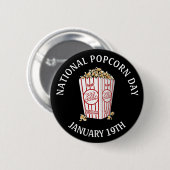Nationaler Popcorn Day 19. Januar Button (Vorne & Hinten)