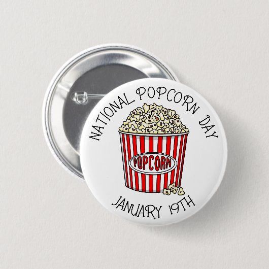 Nationaler Popcorn Day 19. Januar Button (Vorne & Hinten)