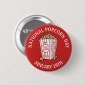 Nationaler Popcorn Day 19. Januar Button (Vorne & Hinten)