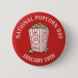 Nationaler Popcorn Day 19. Januar Button