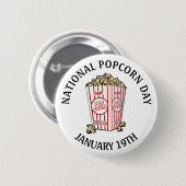 Nationaler Popcorn Day 19. Januar Button (Vorne & Hinten)