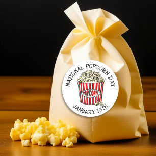 Nationaler Popcorntag 19. Januar Runder Aufkleber