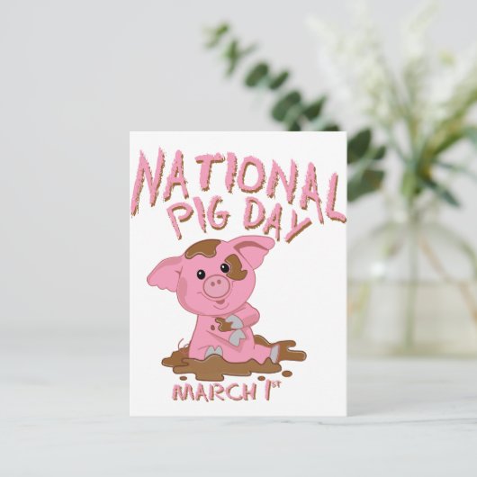 Nationaler Schweinetag Postkarte (Stehend Vorderseite)
