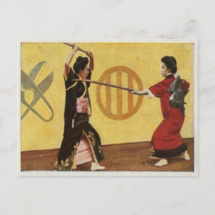 Nationaler Sport in Japan im Vintage-Stil von 1920 Postkarte