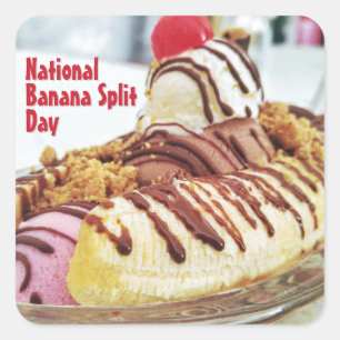 Nationaler Tag der Bananensplit Quadratischer Aufkleber