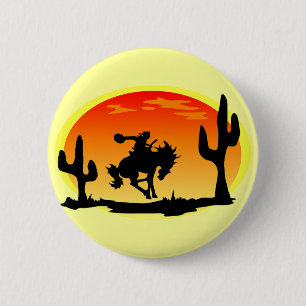 Nationaler Tag der Cowboybronco-Silhouette Button