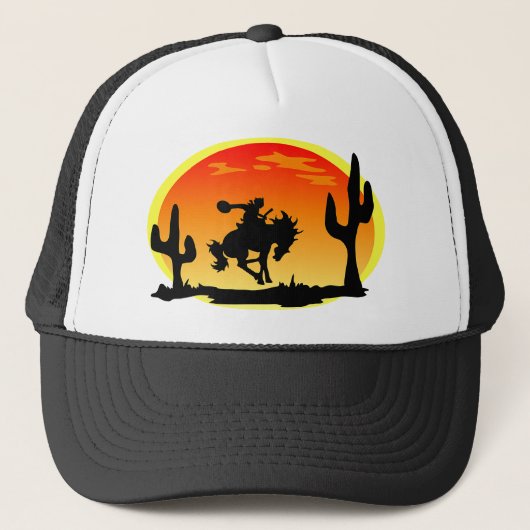 Nationaler Tag der Cowboybronco-Silhouette Truckerkappe (Vorderseite)