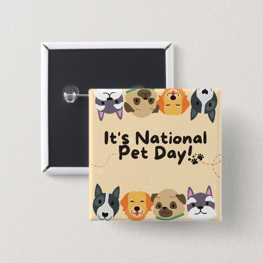 Nationaler Tag der Haustiere Button (Vorne & Hinten)